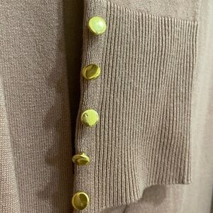 Tan Cardigan with Gold Button Accents